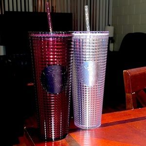 Starbucks Disco Ball Burgundy and Silver